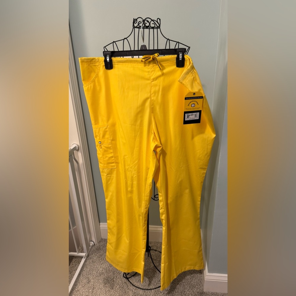 WonderWink Origins Women's Drawstring Flare Leg Scrub Pants 5026 2X Yellow Wink